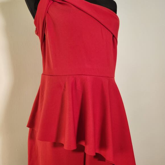 NEW YORK & COMPANY Red Asymmetric Jumpsuit, Size Medium - Picture 10 of 16